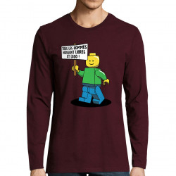 T-shirt homme manches longues bordeaux Libres et Légo (Humour,Slogans Débiles,Gondrax)