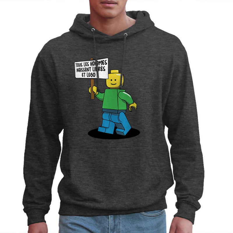 Sweat homme à capuche gris anthracite Libres et Légo (Humour,Slogans Débiles,Gondrax)
