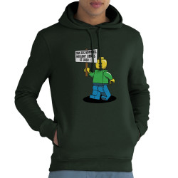 Sweat homme à capuche coton bio vert foncé Libres et Légo (Humour,Slogans Débiles,Gondrax)