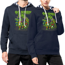 Sweat capuche à motifs unisexe bleu marine et marinière Go Green Heros (Ecologie,Films/Séries)