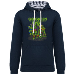 Sweat capuche à motifs unisexe bleu marine et marinière Go Green Heros (Ecologie,Films/Séries)