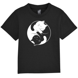 T-shirt bébé noir Yin Yang Cat (Le Duc,Animaux,Chats)