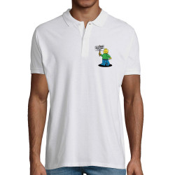 Polo homme coton bio blanc Libres et Légo (Humour,Slogans Débiles,Gondrax)