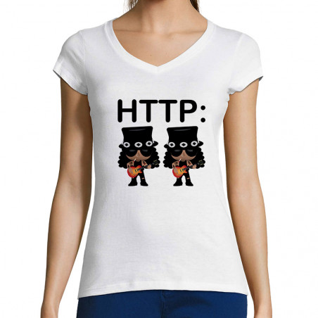 T-shirt femme col V "HTTP...