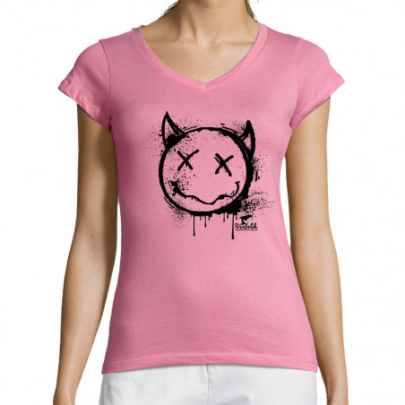 T-shirt femme col V "Evil...