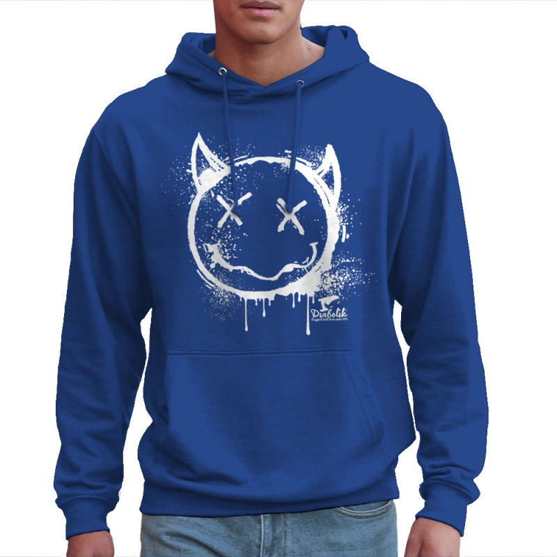 Sweat homme à capuche bleu royal Evil Smiley (Gondrax,Têtes de morts,Diabolik)