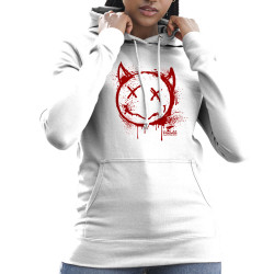 Sweat femme à capuche blanc Evil Smiley (Gondrax,Têtes de morts,Diabolik)