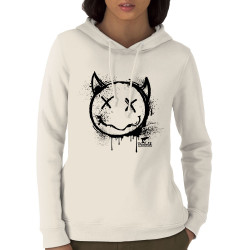 Sweat femme à capuche coton bio naturel Evil Smiley (Gondrax,Têtes de morts,Diabolik)