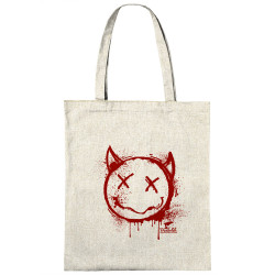 Sac shopping en toile naturel Evil Smiley (Gondrax,Têtes de morts,Diabolik)
