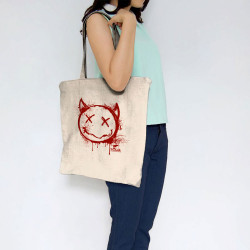 Sac shopping en toile naturel Evil Smiley (Gondrax,Têtes de morts,Diabolik)