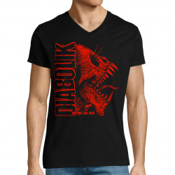 T-shirt homme col V noir Devil Monster (Gondrax,Diabolik,Têtes de morts)