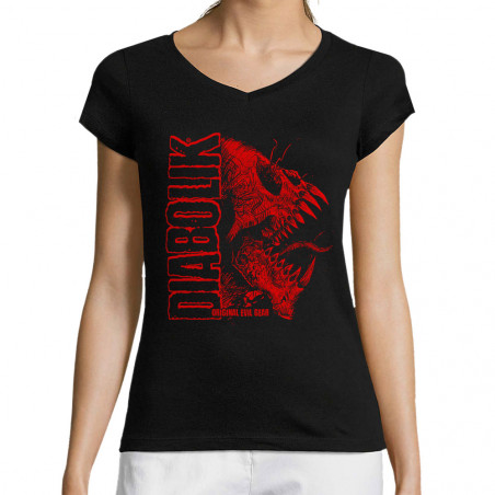 T-shirt femme col V "Devil...