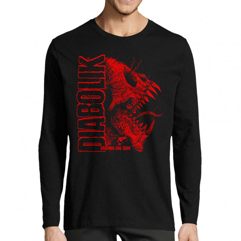 T-shirt homme manches longues noir Devil Monster (Gondrax,Diabolik,Têtes de morts)