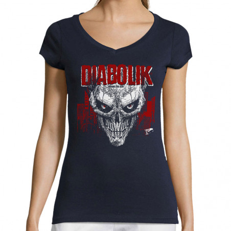 T-shirt femme col V "Devil...