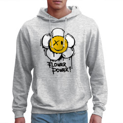 Sweat homme à capuche gris chiné clair Flower Power (Gondrax,Humour,Divers)