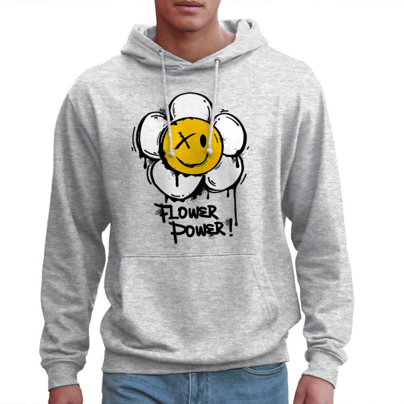 Sweat homme à capuche gris chiné clair Flower Power (Gondrax,Humour,Divers)