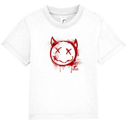T-shirt bébé blanc Evil Smiley (Gondrax,Têtes de morts,Diabolik)