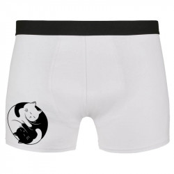 Caleçon boxer homme blanc Yin Yang Cat (Le Duc,Animaux,Chats)