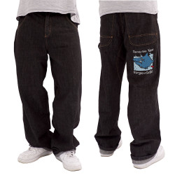 Baggy denim noir Sauvez une vague (Humour,Animaux)