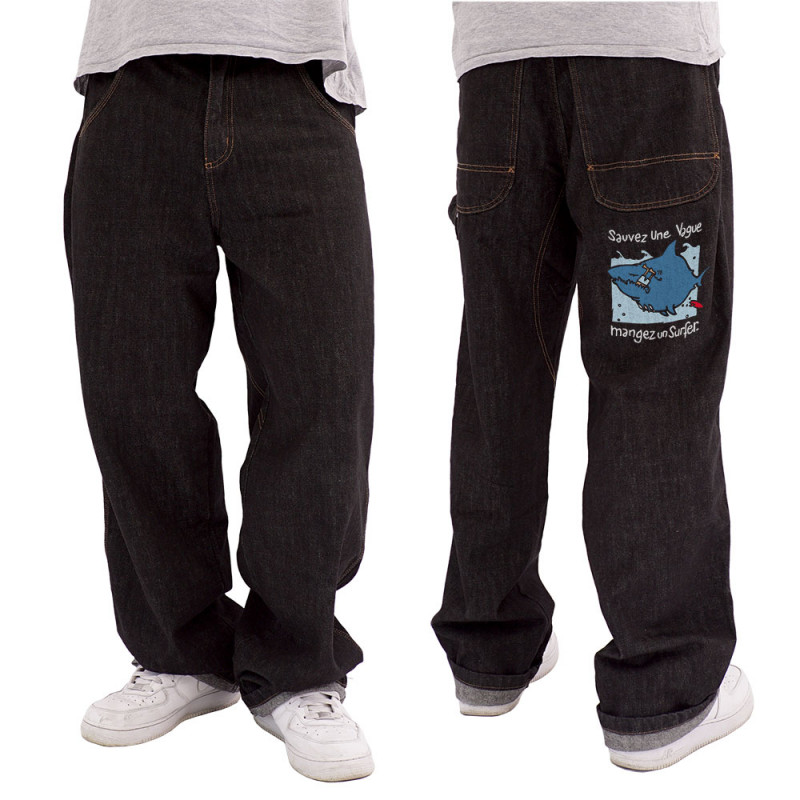 Baggy denim noir Sauvez une vague (Humour,Animaux)