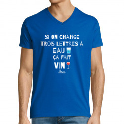 T-shirt homme col V bleu royal Miracle (Andy,Alcool)