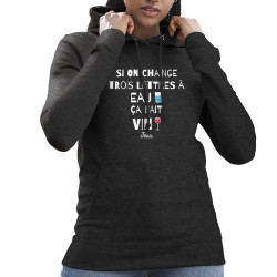Sweat femme à capuche gris anthracite Miracle (Andy,Alcool)