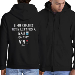 Sweat homme à capuche zippé noir Miracle (Andy,Alcool)