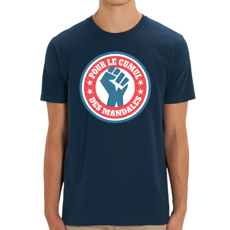 T-shirt homme coton bio bleu marine Le cumul des mandales (Andy,Humour,Slogans Débiles)