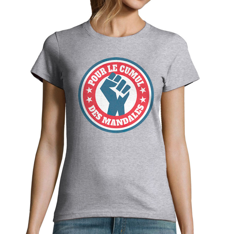 T-shirt femme gris chiné Le cumul des mandales (Andy,Humour,Slogans Débiles)