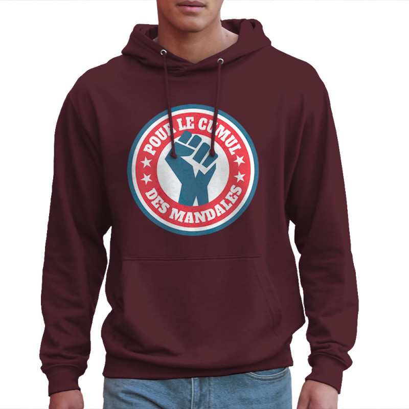 Sweat homme à capuche bordeaux Le cumul des mandales (Andy,Humour,Slogans Débiles)