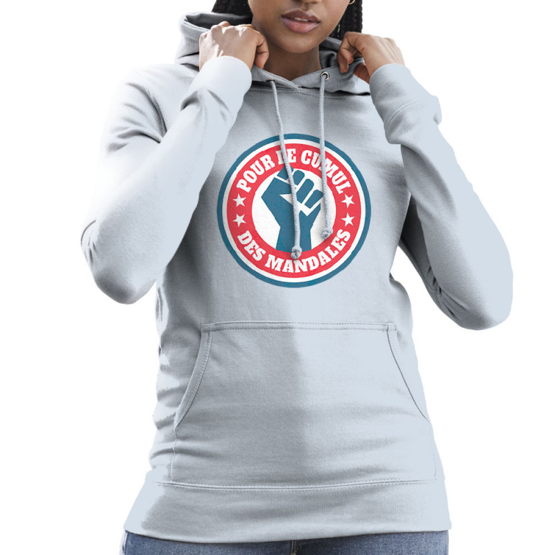 Sweat femme à capuche bleu ciel Le cumul des mandales (Andy,Humour,Slogans Débiles)
