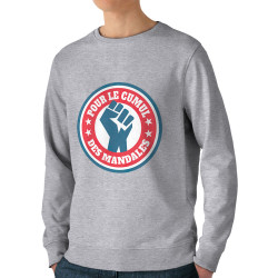 Sweat homme bio col rond gris chiné Le cumul des mandales (Andy,Humour,Slogans Débiles)