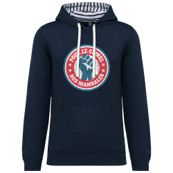 Sweat capuche à motifs unisexe bleu marine et marinière Le cumul des mandales (Andy,Humour,Slogans Débiles)
