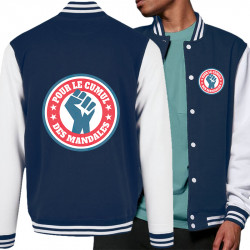 Teddy baseball en molleton bleu marine et blanc Le cumul des mandales (Andy,Humour,Slogans Débiles)