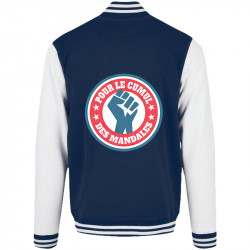 Teddy baseball en molleton bleu marine et blanc Le cumul des mandales (Andy,Humour,Slogans Débiles)