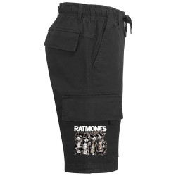 Short cargo homme noir Ratmones (Ramones) (Animaux,Détournements,Gondrax)
