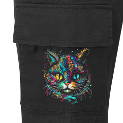 Short cargo homme noir Cheshire Cat (Animaux,Chats)