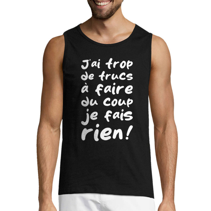 Débardeur homme noir Je fais rien (Zewa,Slogans Débiles,Paresse)