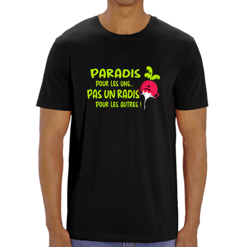 T-shirt homme coton bio noir Pas un radis (Gondrax,Fruits & Légumes,Slogans Débiles)