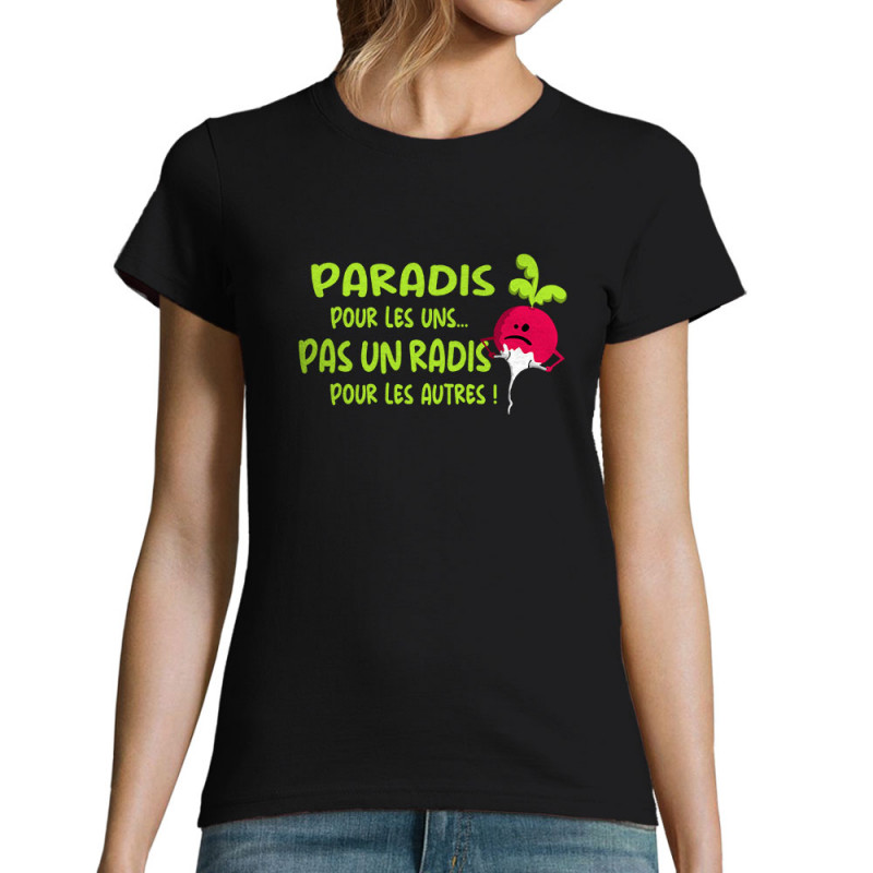 T-shirt femme noir Pas un radis (Gondrax,Fruits & Légumes,Slogans Débiles)