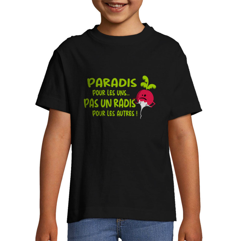 T-shirt enfant noir Pas un radis (Gondrax,Fruits & Légumes,Slogans Débiles)