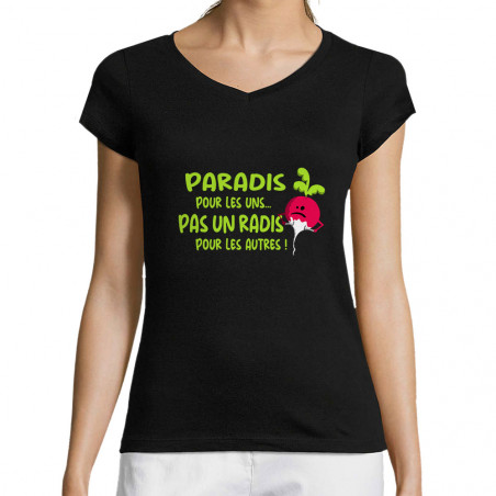 T-shirt femme col V "Pas un...