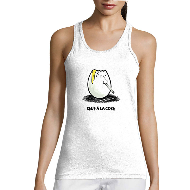 Débardeur femme blanc Œuf à la coke (Gondrax,Fruits & Légumes,Humour)