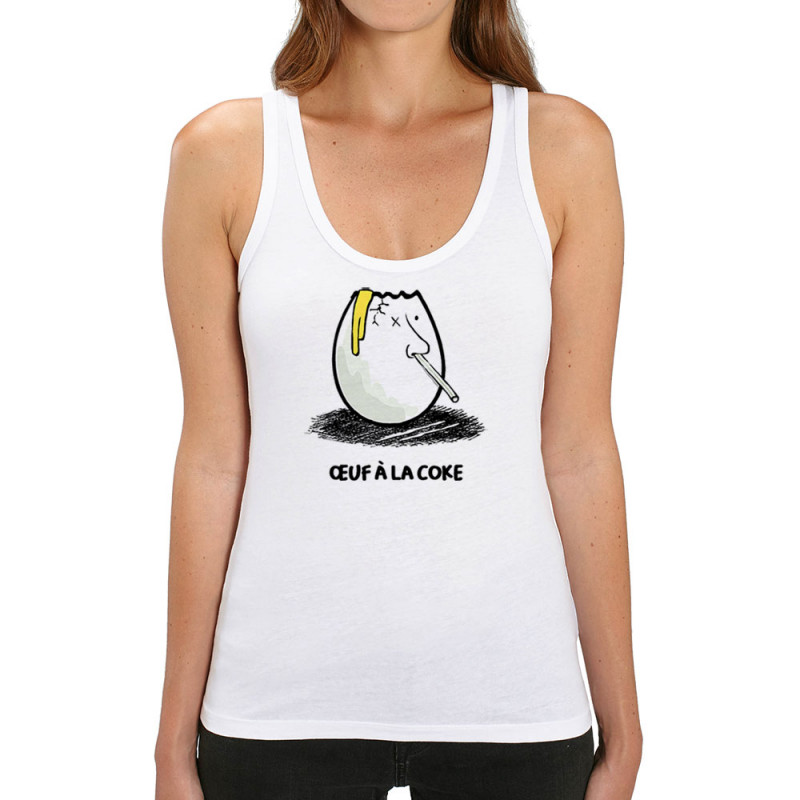 Débardeur femme coton bio blanc Œuf à la coke (Gondrax,Fruits & Légumes,Humour)