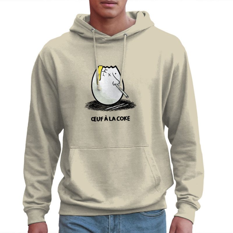 Sweat homme à capuche naturel Œuf à la coke (Gondrax,Fruits & Légumes,Humour)