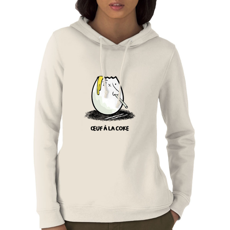 Sweat femme à capuche coton bio naturel Œuf à la coke (Gondrax,Fruits & Légumes,Humour)