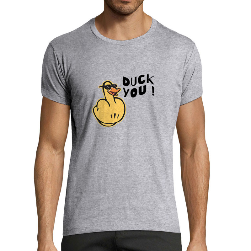 T-shirt homme fit gris chiné Duck You (Andy,Humour)