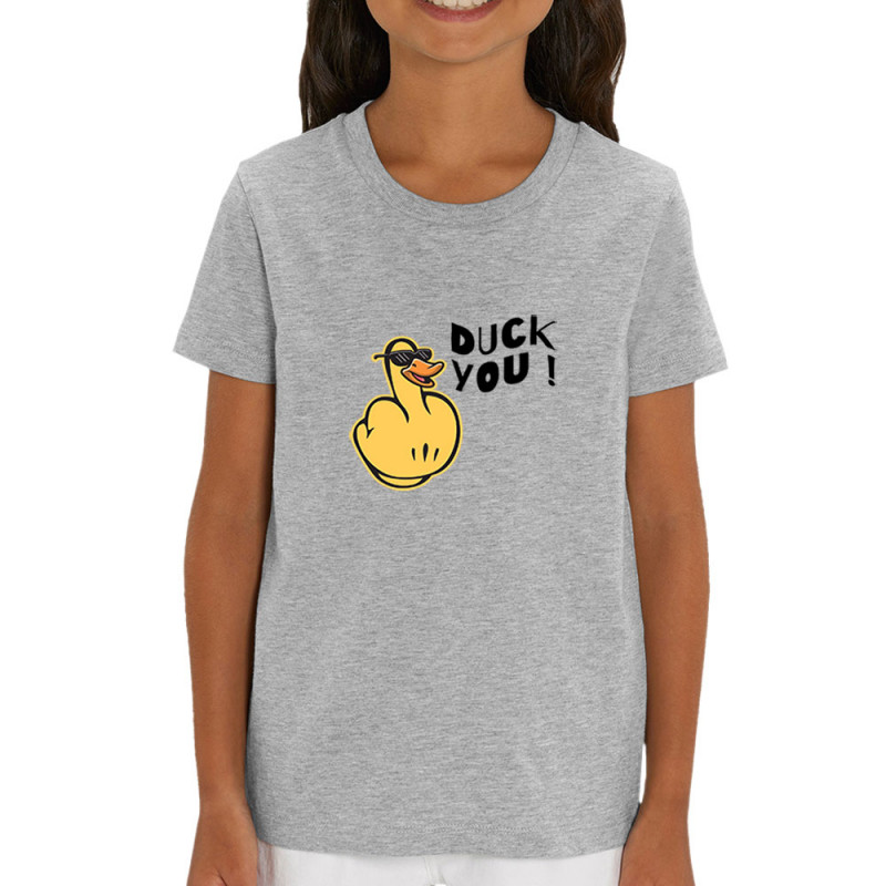 T-shirt enfant coton bio gris chiné Duck You (Andy,Humour)