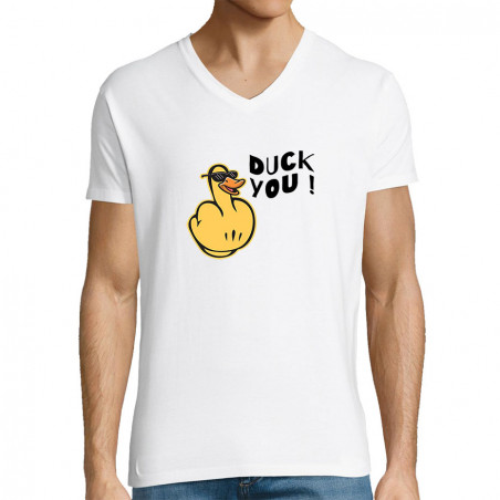 T-shirt homme col V "Duck You"