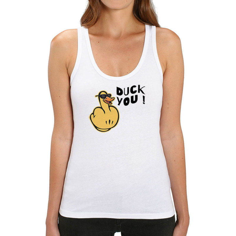 Débardeur femme coton bio blanc Duck You (Andy,Humour)